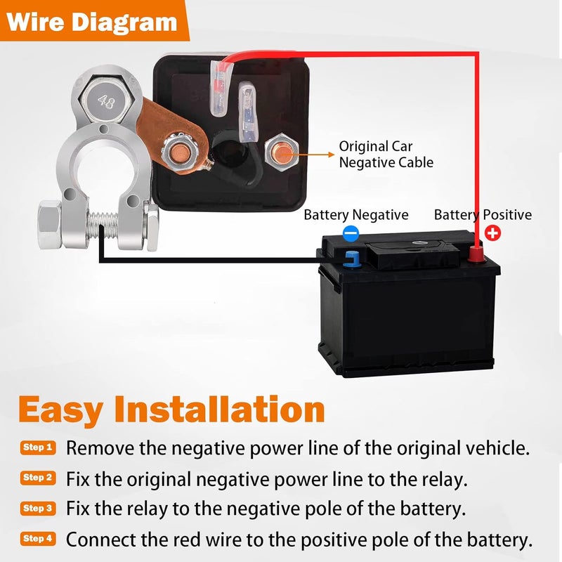FEITON 200A Rated 360A Starting Current Remote Battery Disconnect Switch DC 12V Remote Control Isolator Kill Switch for Car - Image 3